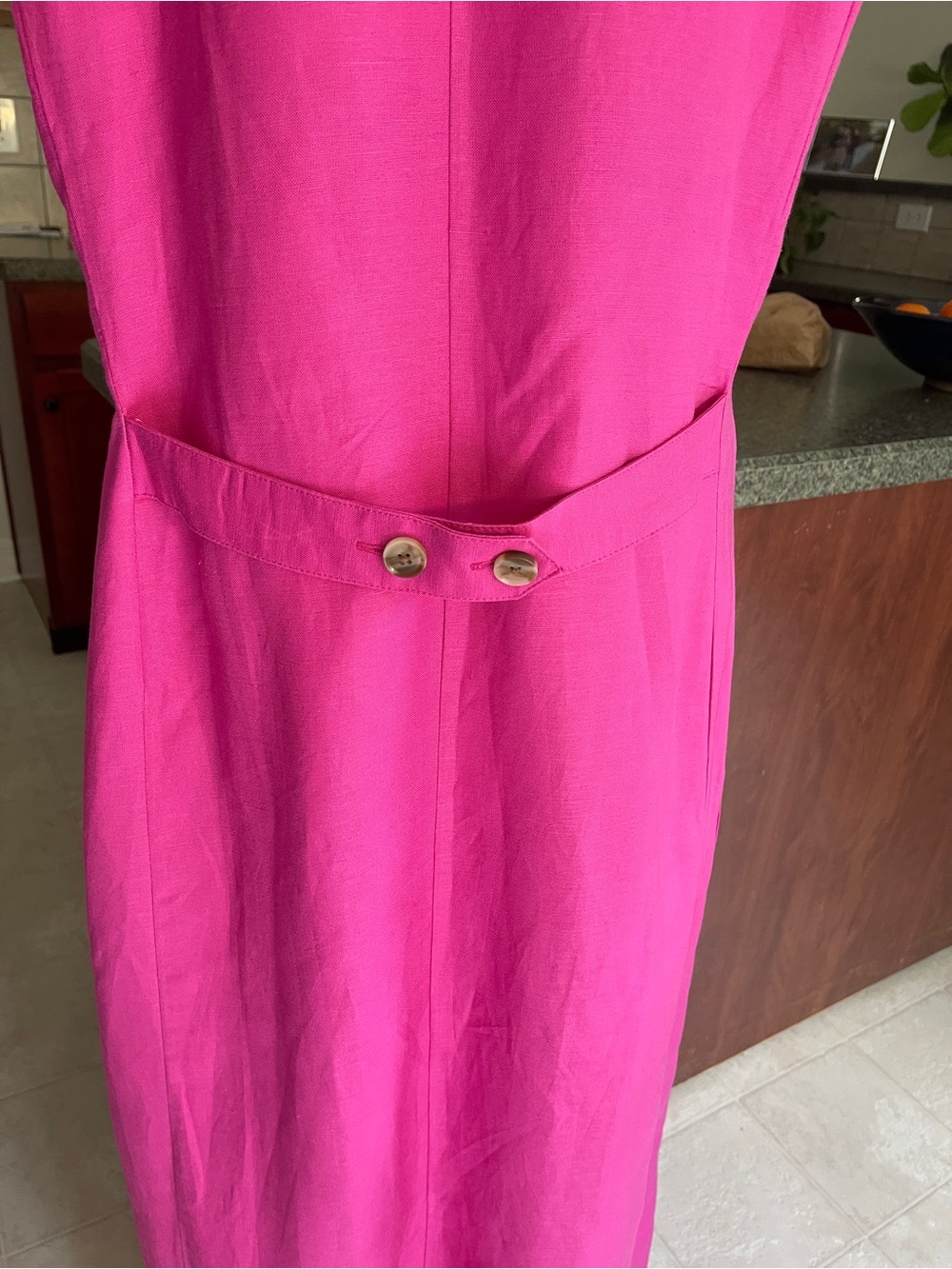 NWT Ann Taylor Fuchsia Linen Blend V-Neck Midi Dress - sz 12 - Picture 5 of 10